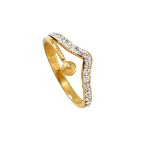 Anillo de dedo acero inoxidable del Rhinestone, acero inoxidable 304, Joyería & diverso tamaño para la opción & para mujer & con diamantes de imitación, más colores para la opción, Vendido por UD