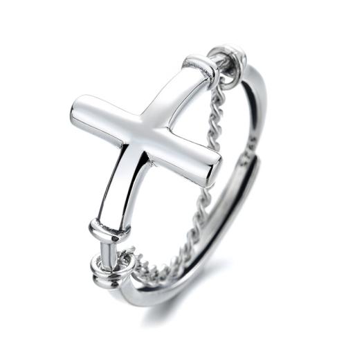 925 Sterling Silver Chufa Ring Finger, Cross, seanré & do bhean, 13mm, Méid:6-8, Díolta De réir PC