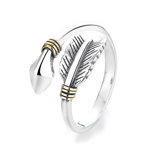 925 sterling silver Cuff finger ring, Feather, Vintage & för kvinna, Storlek:6-8, Säljs av PC