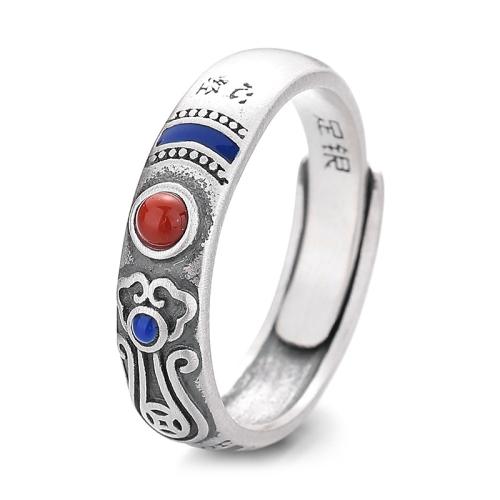 925 Sterling Silver Pljuska prst prsten, Berba & za žene & epoksi naljepnica, više boja za izbor, 5.30mm, Veličina:6-9, Prodano By PC