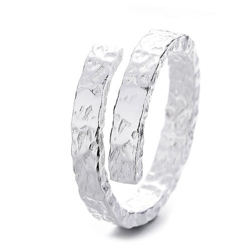 Argent sterling 925 Cuff Bague, Motif géométrique, Style coréen & pour femme, argent, 8mm, Taille:6-9, Vendu par PC