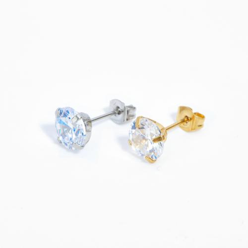 Roestvrij staal Stud Earrings, 316 Roestvrij staal, mode sieraden & verschillende grootte voor keus & micro pave zirconia & voor vrouw, meer kleuren voor de keuze, Verkocht door PC