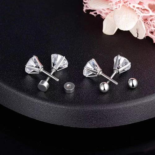 Roestvrij staal Stud Earrings, 304 roestvrij staal, mode sieraden & verschillende grootte voor keus & micro pave zirconia & voor vrouw, meer kleuren voor de keuze, Verkocht door pair