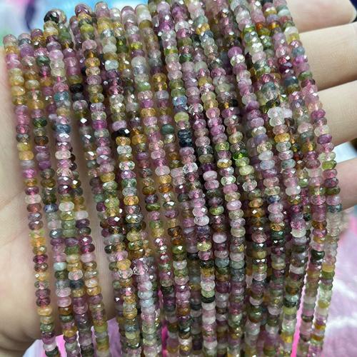 Gemstone Jewelry Beads Tourmaline Abacus fashion jewelry & DIY & faceted mixed colors Sold Per Approx 38 cm Strand