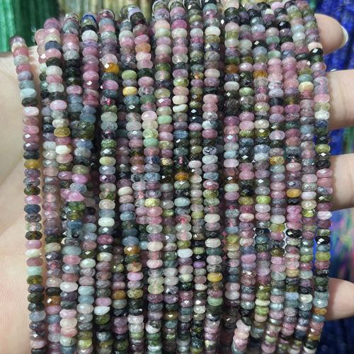 Gemstone Jewelry Beads Tourmaline Abacus fashion jewelry & DIY & faceted mixed colors Sold Per Approx 38 cm Strand