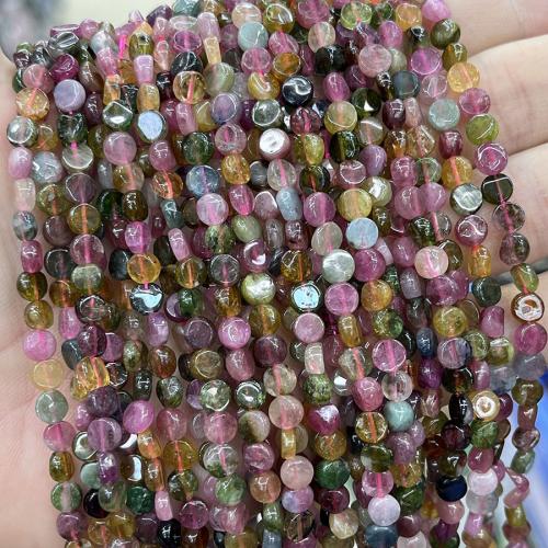 Gemstone šperky Korálky, Tourmaline, Flat Round, módní šperky & DIY, smíšené barvy, 5.50mm, Prodáno za Cca 38 cm Strand