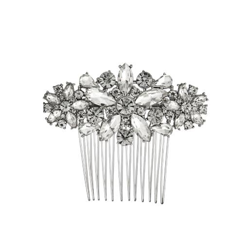 Decorative Hair Combs Zinc Alloy fashion jewelry & for woman & with rhinestone silver color Sold By PC