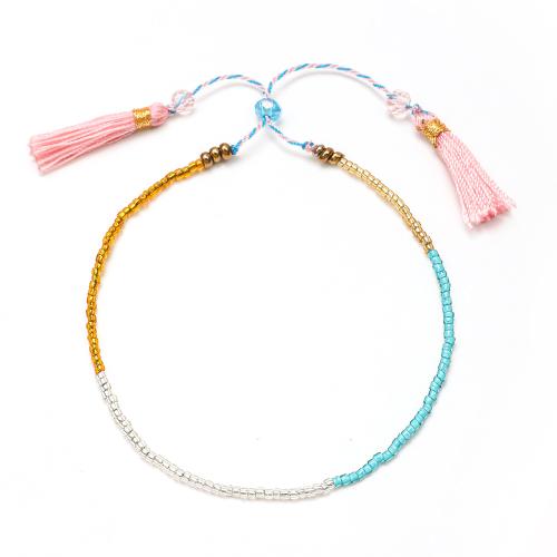 Glas rocailles Armband, met Knoopkoord, handgemaakt, Bohemien stijl & verstelbaar & voor vrouw, meer kleuren voor de keuze, Lengte Ca 16-20 cm, Verkocht door PC