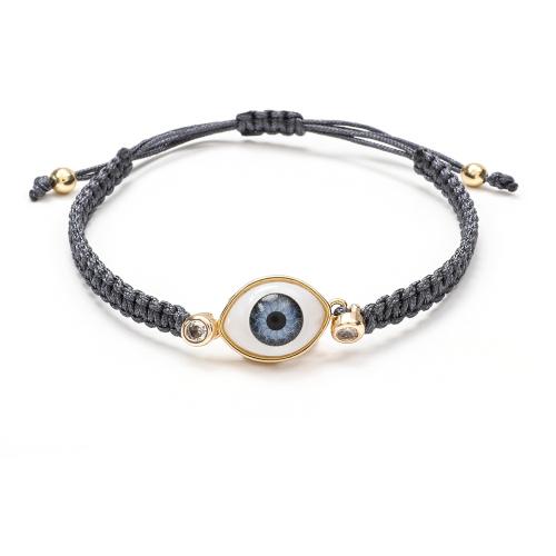 Cordon de noeud bracelet, avec résine & Acier inoxydable 304, Mauvais œil, fait à la main, bijoux de mode & unisexe & réglable, plus de couleurs à choisir, Longueur Environ 16-20 cm, Vendu par PC