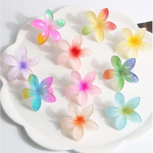 Alligator Hair Clip Plastic Flower stoving varnish for woman 65mm Sold By PC