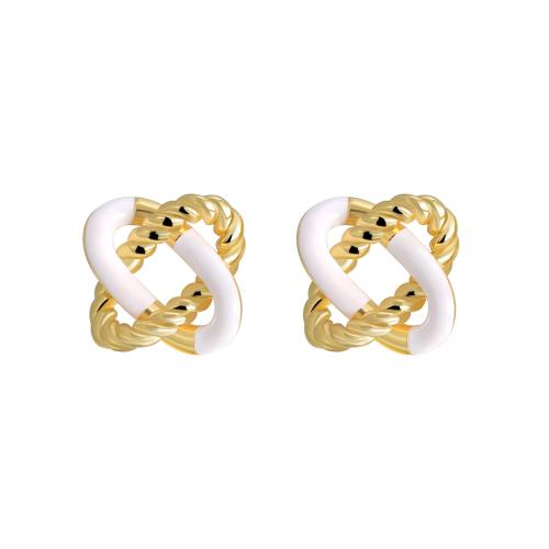 Brass Stud Earring plated for woman & enamel Sold By Pair