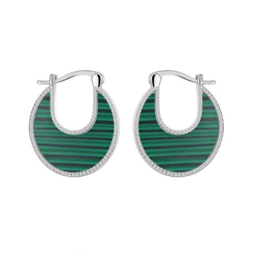 Ottone Leverback Orecchini, with malachite & bianco conchiglia, placcato, per la donna, nessuno, 21x19mm, Venduto da coppia