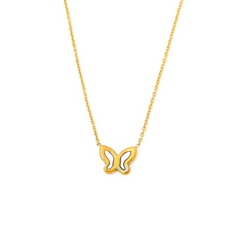 Colar de aço titânio, Partículas de aço, with concha branca, with 5cm extender chain, banhado, para mulher, dourado, comprimento 41 cm, vendido por PC