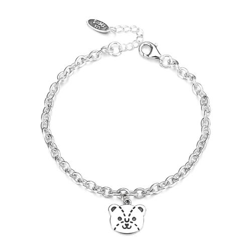 Plata de ley 925 Pulsera, con 1.2inch extender cadena, Oso, Estilo coreano & para mujer, longitud aproximado 6.7 Inch, Vendido por UD