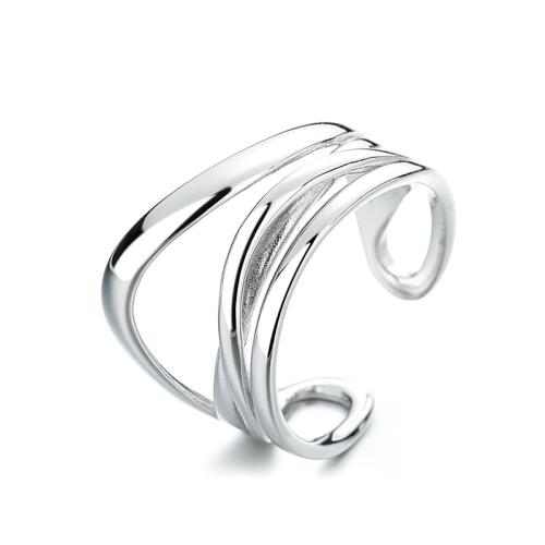 925 sterline d'argento Anelli Cuff, Motivo geometrico, multistrato & unisex & cavo, nessuno, 12mm, Misura:6-9, Venduto da PC