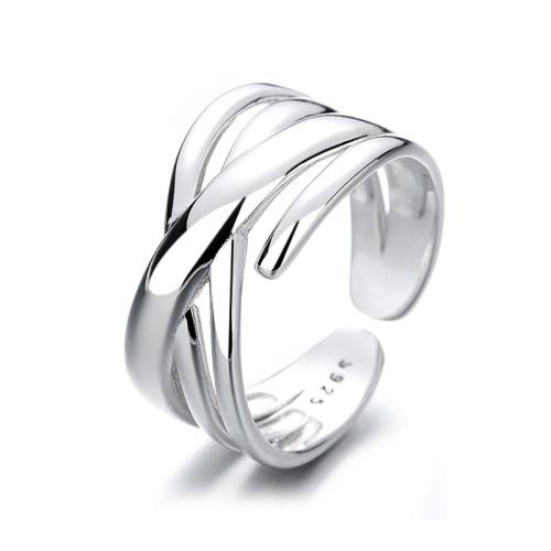 925 Sterling Silver Manžeta prst prsten, Geometrický vzor, vícevrstvá & pro ženy & dutý, více barev na výběr, 10mm, Velikost:6-9, Prodáno By PC