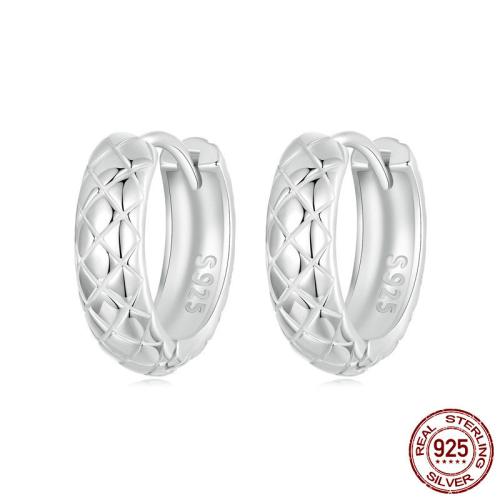 925 Sterling Silver Huggie Hoop Earring, platanam plátáilte, jewelry faisin & do bhean, 13x4mm, Trastomhas Istigh:Thart 10mm, Díolta De réir Péire