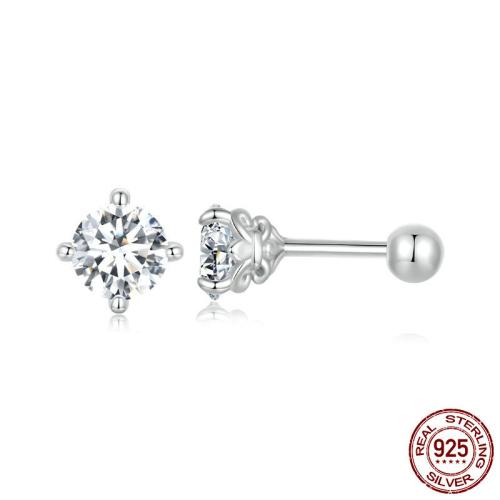 925 Sterling Silver Stud Earring with Moissanite platinum plated fashion jewelry & for woman Sold By Pair