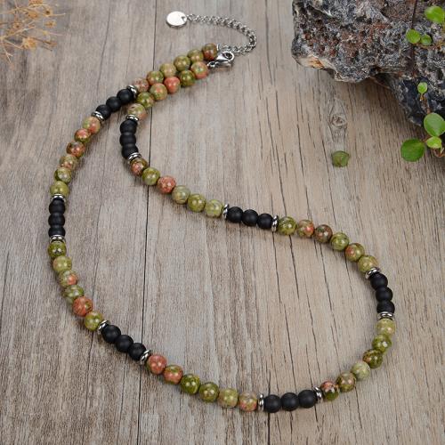 Collar de piedras preciosas joyas, Piedra natural, con acero inoxidable 304, Joyería & unisexo, más colores para la opción, longitud aproximado 45 cm, Vendido por UD