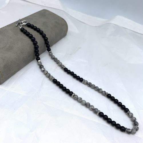 Natural Gemstone Necklace Natural Stone with 304 Stainless Steel fashion jewelry & Unisex Length Approx 45 cm Sold By PC