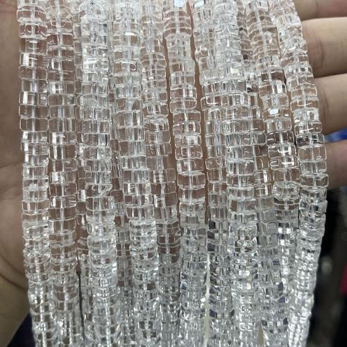 Naturlige klar kvarts perler, Clear Quartz, Flad Rund, mode smykker & du kan DIY & facetteret, klar, Length about 4-5mm, Solgt Per Ca. 38 cm Strand