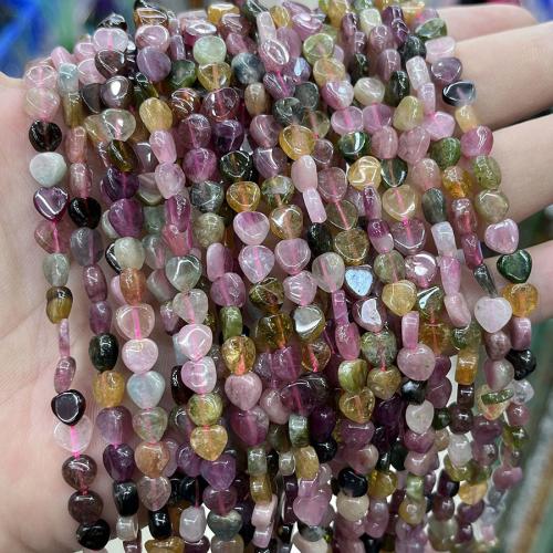 Gemstone šperky Korálky, Tourmaline, Srdce, módní šperky & DIY, smíšené barvy, 6.50mm, Prodáno za Cca 38 cm Strand