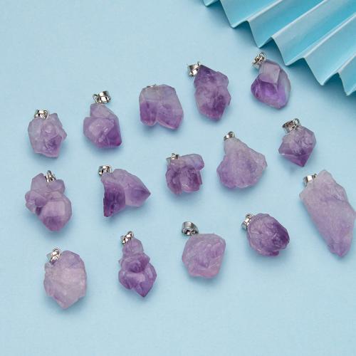 Natuurlijke Quartz Hangers, Amethist, Onregelmatige, mode sieraden & DIY, purper, Length about 10-20mm, Verkocht door PC