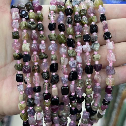 Gemstone šperky Korálky, Tourmaline, Nuggets, módní šperky & DIY, smíšené barvy, Length about 6-7mm, Prodáno za Cca 38 cm Strand