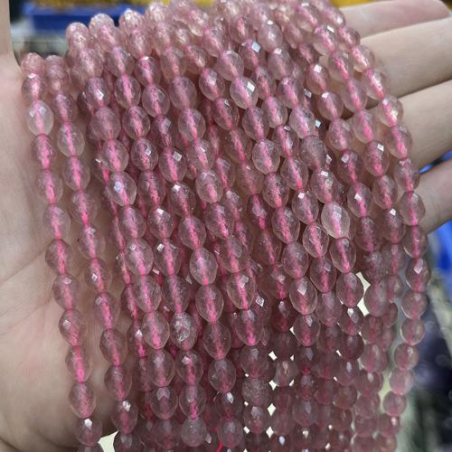 Quartz naturel bijoux perles, Strawberry Quartz, ovale, bijoux de mode & DIY & facettes, rose, Length about 6.5-7.5mm, Vendu par Environ 38 cm brin