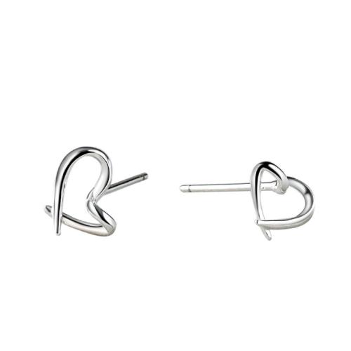 Sterling Silver Jewelry Earring, 925 Sterling Silver, Croí, jewelry faisin & do bhean, 8.50x7.20mm, Díolta De réir PC