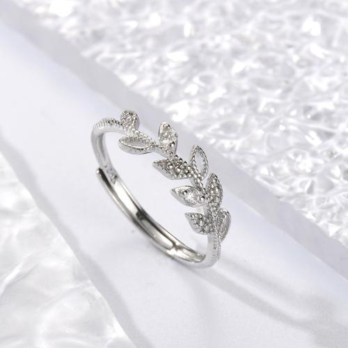 Ciúbach Zirconia Micrimhilseogra réiteodh Sterling Silver bhFáinní, 925 Sterling Silver, Leaf, jewelry faisin & micrea réiteach zirconia ciúbach & do bhean, dathanna níos mó le haghaidh rogha, Díolta De réir PC