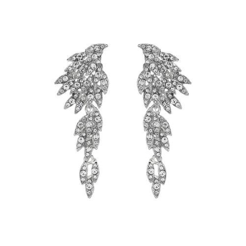 Zinc Alloy Drop Earrings fashion jewelry & for woman & with rhinestone silver color Sold By Pair