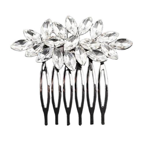 Decorative Hair Combs Zinc Alloy fashion jewelry & for woman & with rhinestone silver color Sold By PC