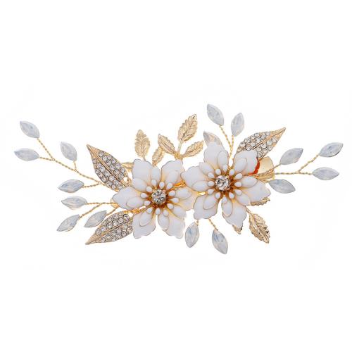 Bek Clips, Zinc Alloy, met Messing, mode sieraden & voor vrouw & met strass, gouden, 120x55mm, Verkocht door PC