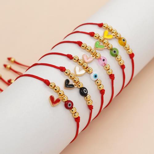 Zinklegering armbandkettingen, Zinc Alloy, met Wax, gold plated, Verstelbare & boze oog patroon & voor vrouw, nikkel, lood en cadmium vrij, Verkocht door PC