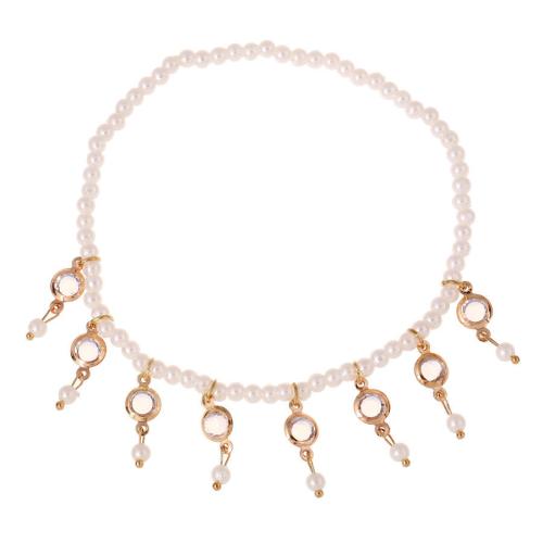 Sinc Alloy Anklet, le Crystal & Pearl Plaisteacha, jewelry faisin & do bhean, bán, Fad Thart 24 cm, Díolta De réir PC