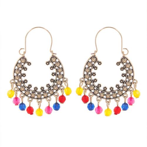 Boucles d'oreilles en alliage de zinc, avec Acrylique, Placage, bijoux de mode & style folk & pour femme, 59x33mm, Vendu par paire