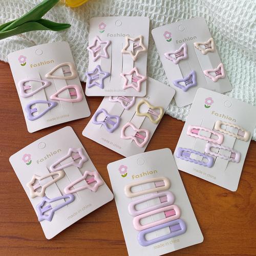 Clips del Pelo, aleación de zinc, diferentes estilos para la opción & para mujer & esmalte, color mixto, 4PCs/Set, Vendido por Set