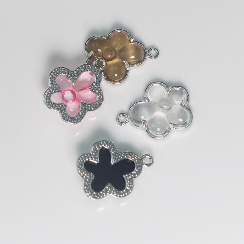 Zinc Alloy Flower Pendler, med Resin, Kronblade, forgyldt, du kan DIY, flere farver til valg, 18x23mm, Solgt af PC