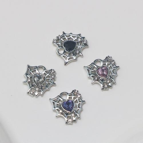 Sinc Alloy Rhinestone Pendants, gréasáin Spider, plátáilte, DIY & le rhinestone, dathanna níos mó le haghaidh rogha, 15x16mm, Díolta De réir PC