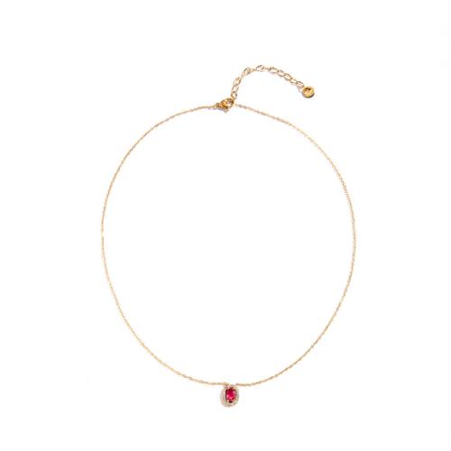 Collier d'acier titane, pavé de micro zircon & pour femme, plus de couleurs à choisir, Longueur Environ 41-50 cm, Vendu par PC