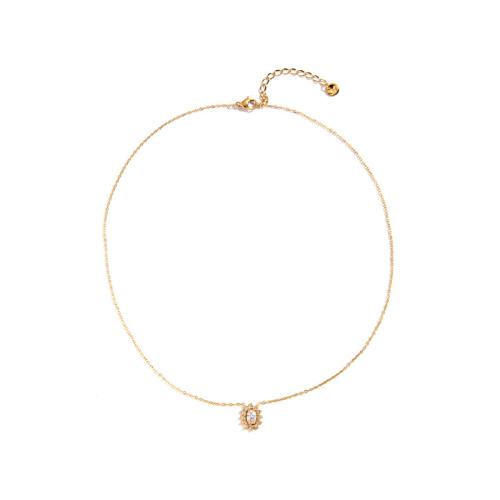 Collier d'acier titane, pavé de micro zircon & pour femme, plus de couleurs à choisir, Longueur Environ 41-50 cm, Vendu par PC