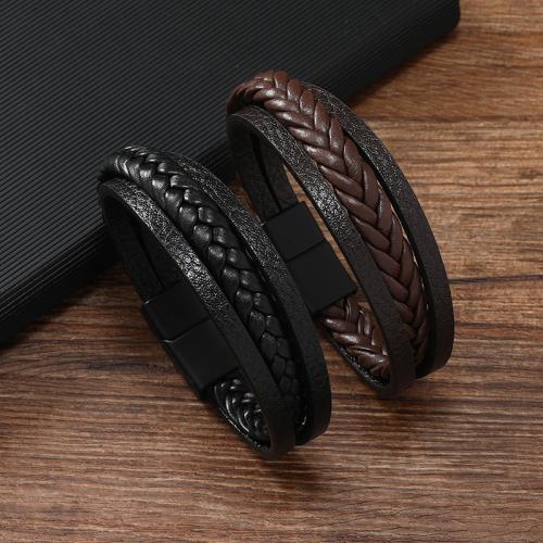 PU Leather Cord Bracelets Zinc Alloy with Magnet & PU Leather for man Sold By PC