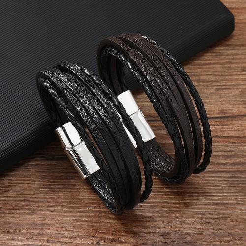 PU Leather Cord Bracelets Zinc Alloy with Magnet & PU Leather for man Sold By PC