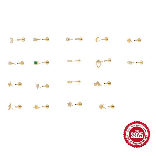 925 sterling zilver piercing oorbel, uniseks & verschillende stijlen voor de keuze & micro pave zirconia, 8mm, Verkocht door PC