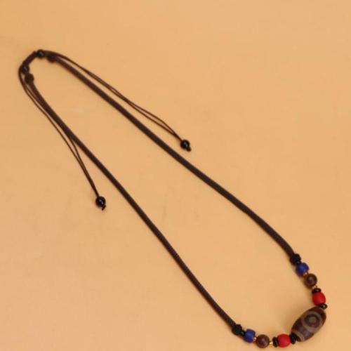 Cadena Suéter, Ágata Tibetana, con cordón poliéster & Plástico, Joyería & para mujer, más colores para la opción, longitud aproximado 75 cm, Vendido por UD