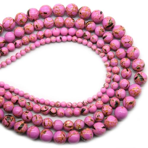 Turquoise Beads with Shell Round polished fashion jewelry & DIY pink Sold Per Approx 36 cm Strand