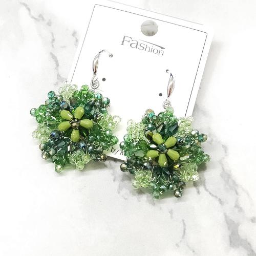 Boucles d'oreilles cristal, avec fer, fleur, Placage de couleur d'or, bijoux de mode & pour femme, plus de couleurs à choisir, 36x50mm, Vendu par paire