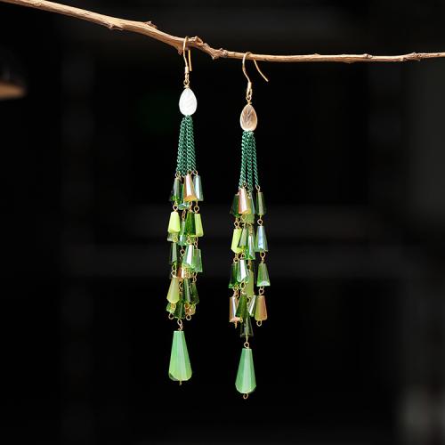 Fashion Fringe Earrings Crystal with Brass Tassel plated fashion jewelry & for woman Sold By Pair