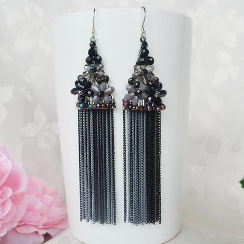 Faisean Fringe Earrings, Crystal, le Prás, tassel, plátáilte, jewelry faisin & do bhean, dathanna níos mó le haghaidh rogha, 20x105mm, Díolta De réir Péire